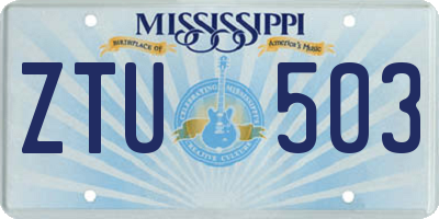 MS license plate ZTU503