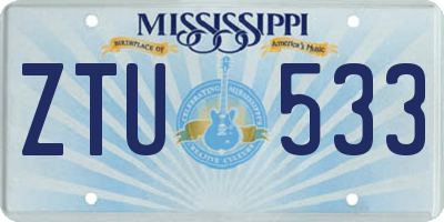 MS license plate ZTU533