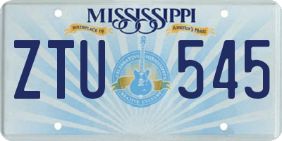 MS license plate ZTU545