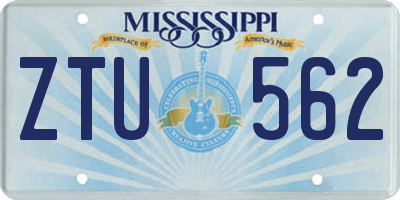 MS license plate ZTU562