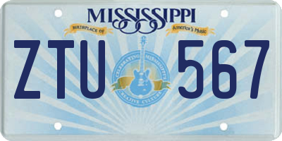 MS license plate ZTU567