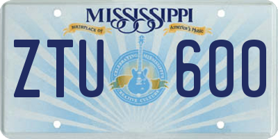 MS license plate ZTU600