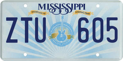 MS license plate ZTU605