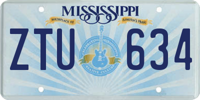 MS license plate ZTU634