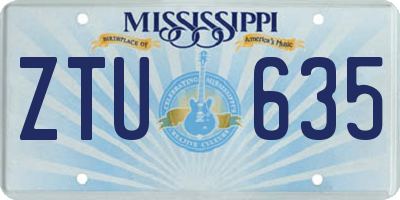 MS license plate ZTU635