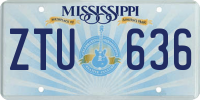 MS license plate ZTU636