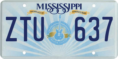 MS license plate ZTU637