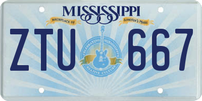 MS license plate ZTU667