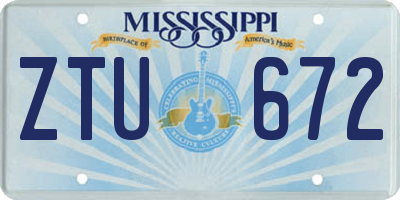 MS license plate ZTU672