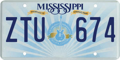 MS license plate ZTU674