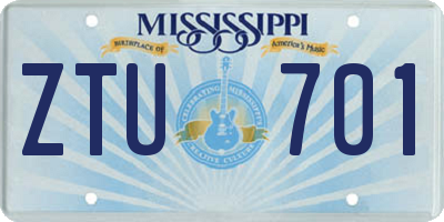 MS license plate ZTU701