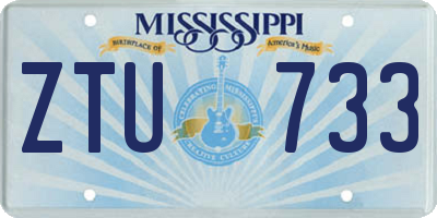 MS license plate ZTU733