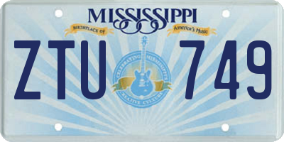 MS license plate ZTU749