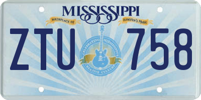 MS license plate ZTU758