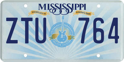 MS license plate ZTU764