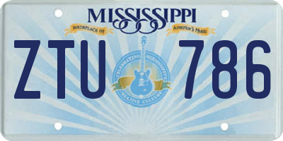 MS license plate ZTU786