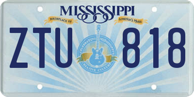 MS license plate ZTU818