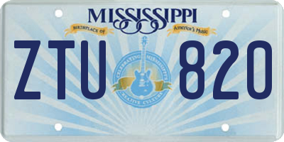 MS license plate ZTU820