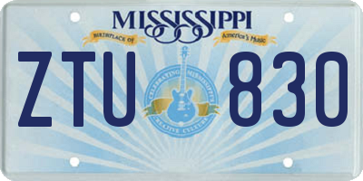 MS license plate ZTU830