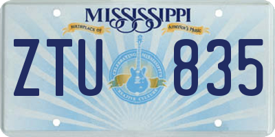MS license plate ZTU835