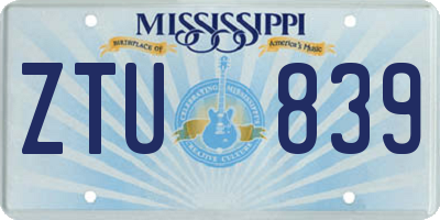 MS license plate ZTU839