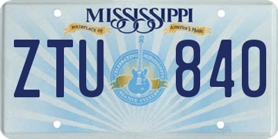 MS license plate ZTU840