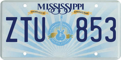 MS license plate ZTU853