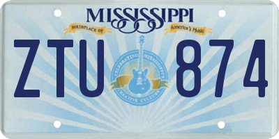 MS license plate ZTU874