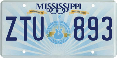 MS license plate ZTU893