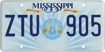 MS license plate ZTU905