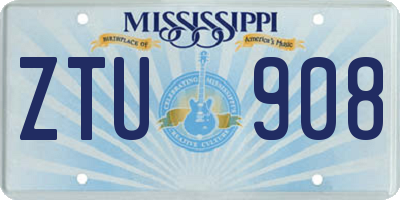 MS license plate ZTU908