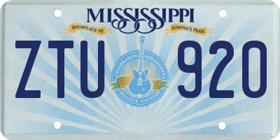 MS license plate ZTU920