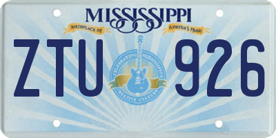 MS license plate ZTU926