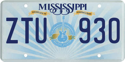 MS license plate ZTU930