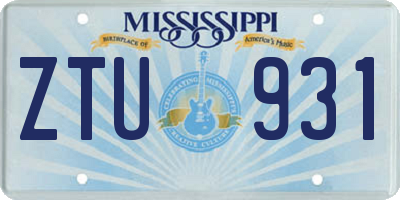 MS license plate ZTU931