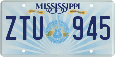 MS license plate ZTU945