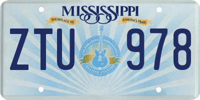 MS license plate ZTU978
