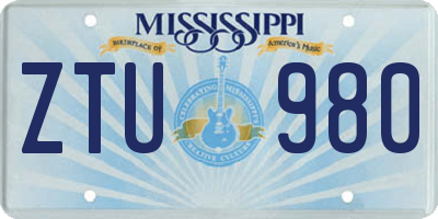 MS license plate ZTU980
