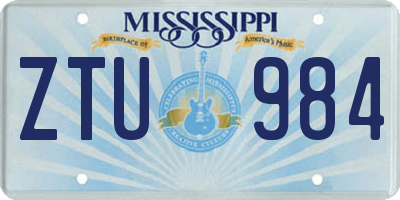 MS license plate ZTU984