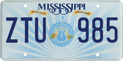 MS license plate ZTU985