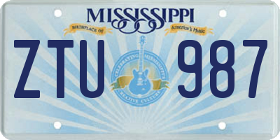 MS license plate ZTU987