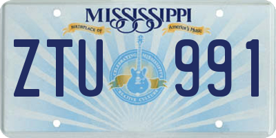 MS license plate ZTU991