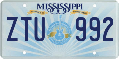 MS license plate ZTU992