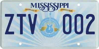 MS license plate ZTV002