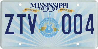MS license plate ZTV004