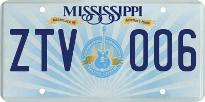 MS license plate ZTV006