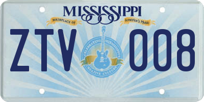 MS license plate ZTV008
