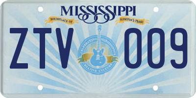 MS license plate ZTV009