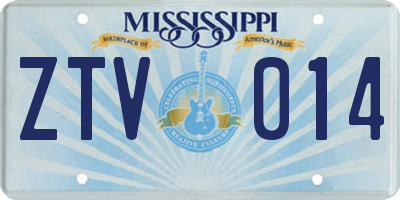 MS license plate ZTV014