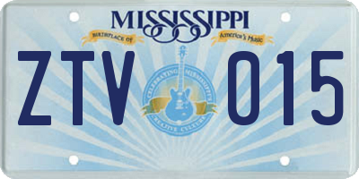 MS license plate ZTV015